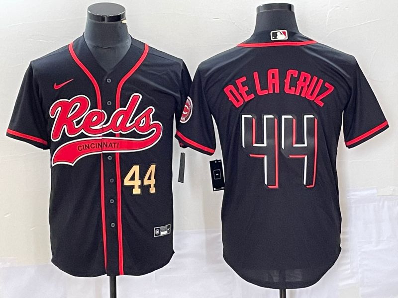 Men Cincinnati Reds #44 De La Cruz Black Nike 2023 Game MLB Jerseys